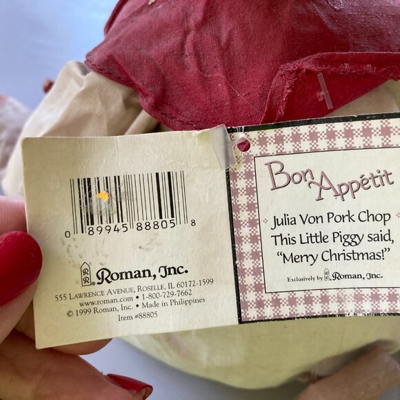 CHRISTMAS PIG CHEF 1999 23" Handpainted Paper Mache  Stuffed Display Doll RARE - Picture 8 of 11